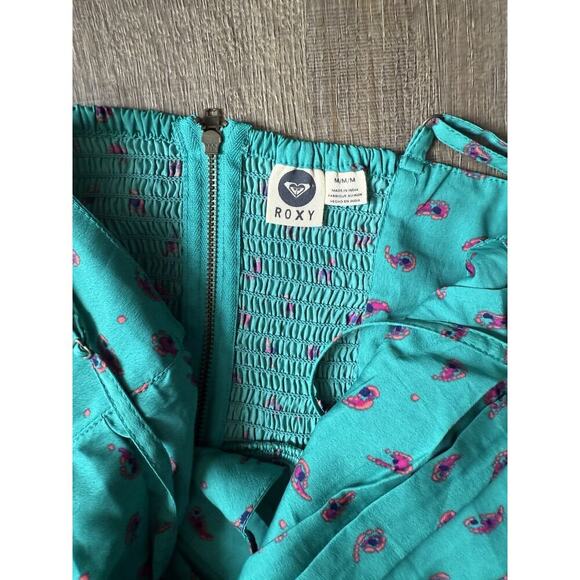Roxy Sundress Mini Sleeveless Dress Y2K‎ Green Paisley Print Beach Size M - Picture 6 of 7